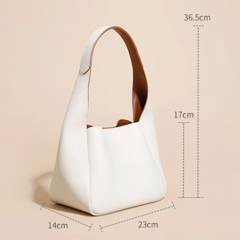 Large capacity genuine leather women bag 2024 new fashion bucket bag high-quality shoulder bag underarm bag