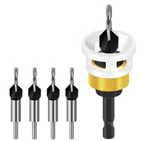 5PCS 4-in-1 Countersink Drill Bit Set With Low Friction Depth Stop 6.25mm Shank Bits Tools Drill Bit Accessories