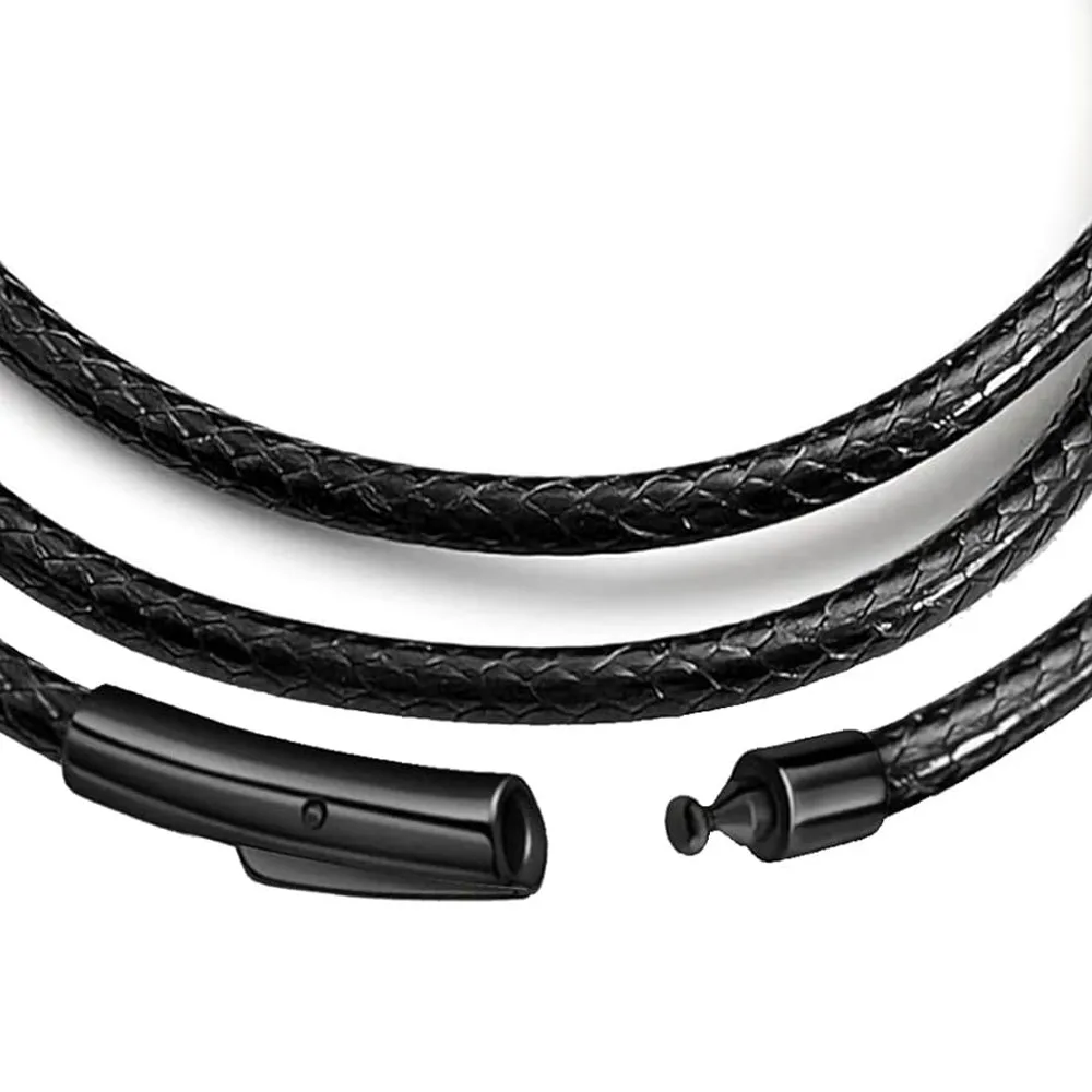 2MM/3MM 45/50/60cm Black Waterproof Braided Leather Cord Chain Wax Rope Necklace for Pendant Jewelry Gift Men and Women - view 3