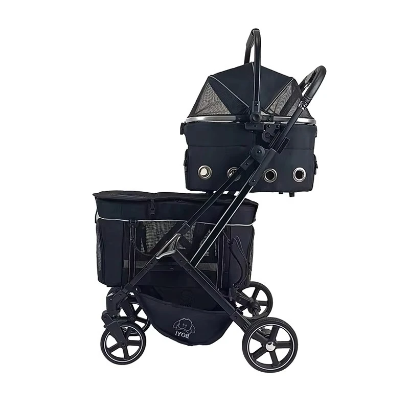 

Two-Tier Pet Stroller, Foldable Adjustable & Waterproof