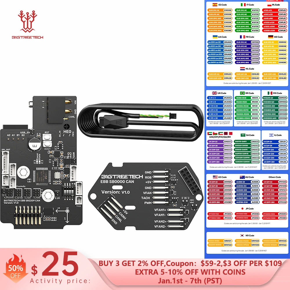 BIGTREETECH EBB SB2209 CAN/USB Board For Klipper Voron StealthBurner KNOMI Octopus Pro Raspberry Pi Canbus HeadTool PT1000