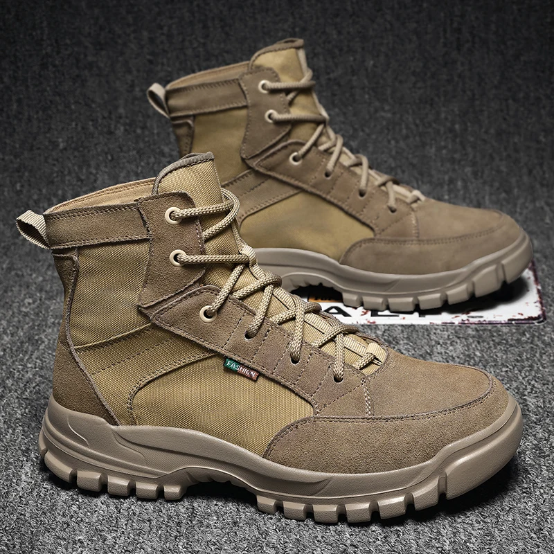 

European American Autumn Anti Slip Hiking Boots Spliced with Fashionable High-end Breathable Outdoor Desert Boots