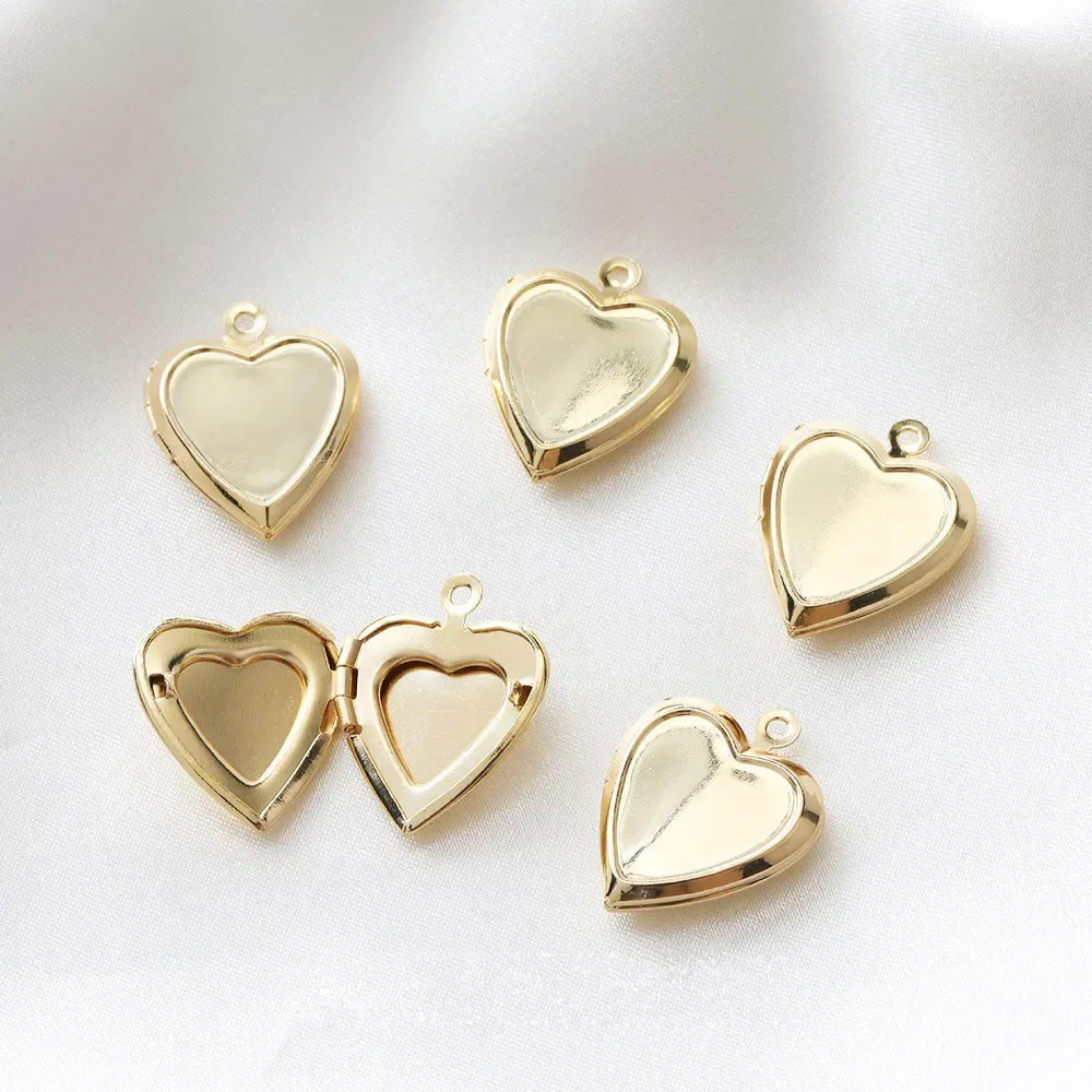 Colgante de collar con marco de foto de amor chapado en oro de 2 piezas, 14k, accesorios para hacer pendientes DIY, suministros de joyería, accesorios de mano