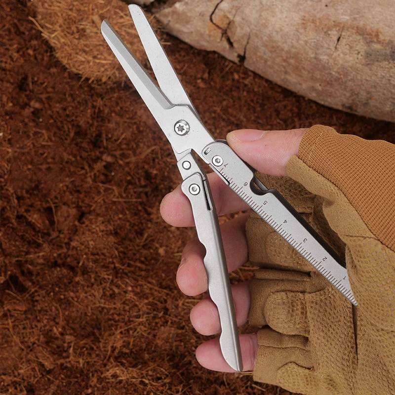 Multi Functional Mini Stainless Steel Folding Scissors Outdoor Car Combination Tool