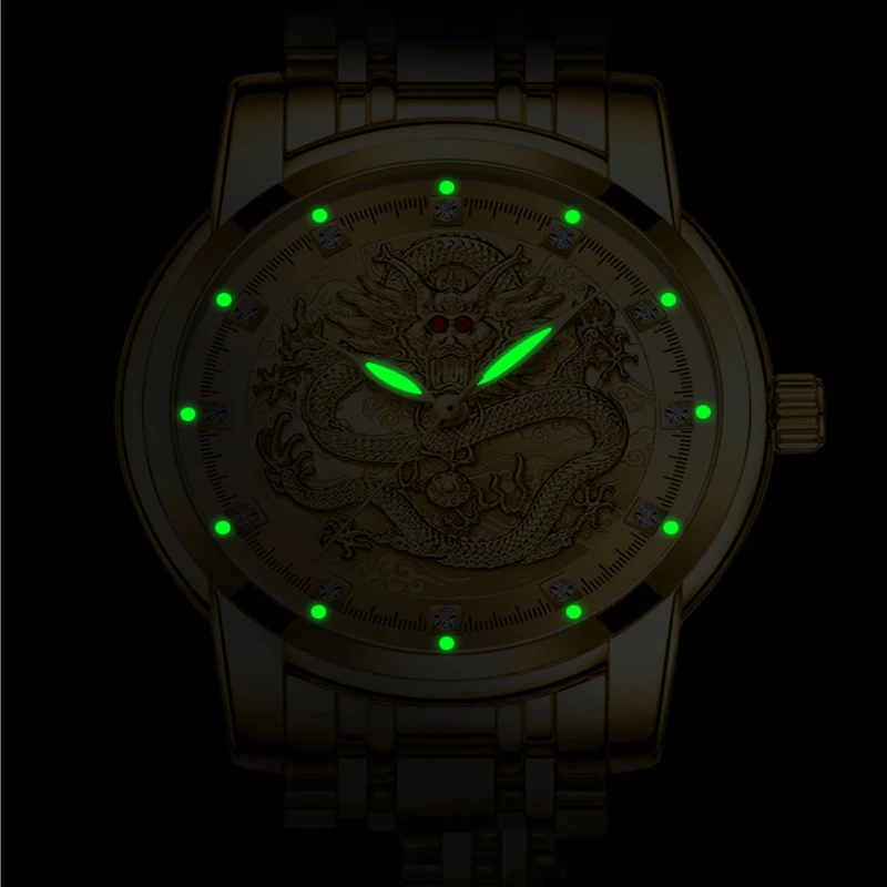 Reloj de cuarzo dorado para hombre, cronógrafo de lujo, de acero inoxidable, resistente al agua