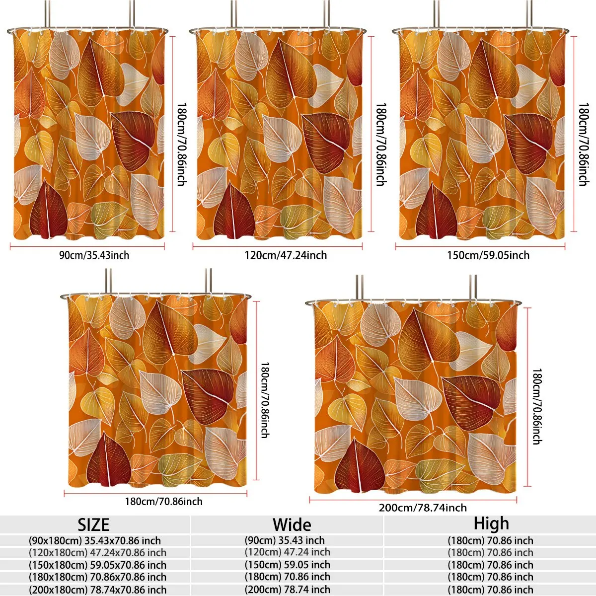 Autumn Fall Leaves Line Art Pattern Orange Background Art Print Flannel , Warm Season Botanical Foliage Soft