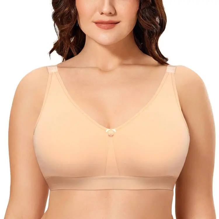 New Plus Size Bras For Womens Adjusted-straps Underwear Cotton Wireless Full Cup Ultra-thin Woman Underwear B C D E F G H I