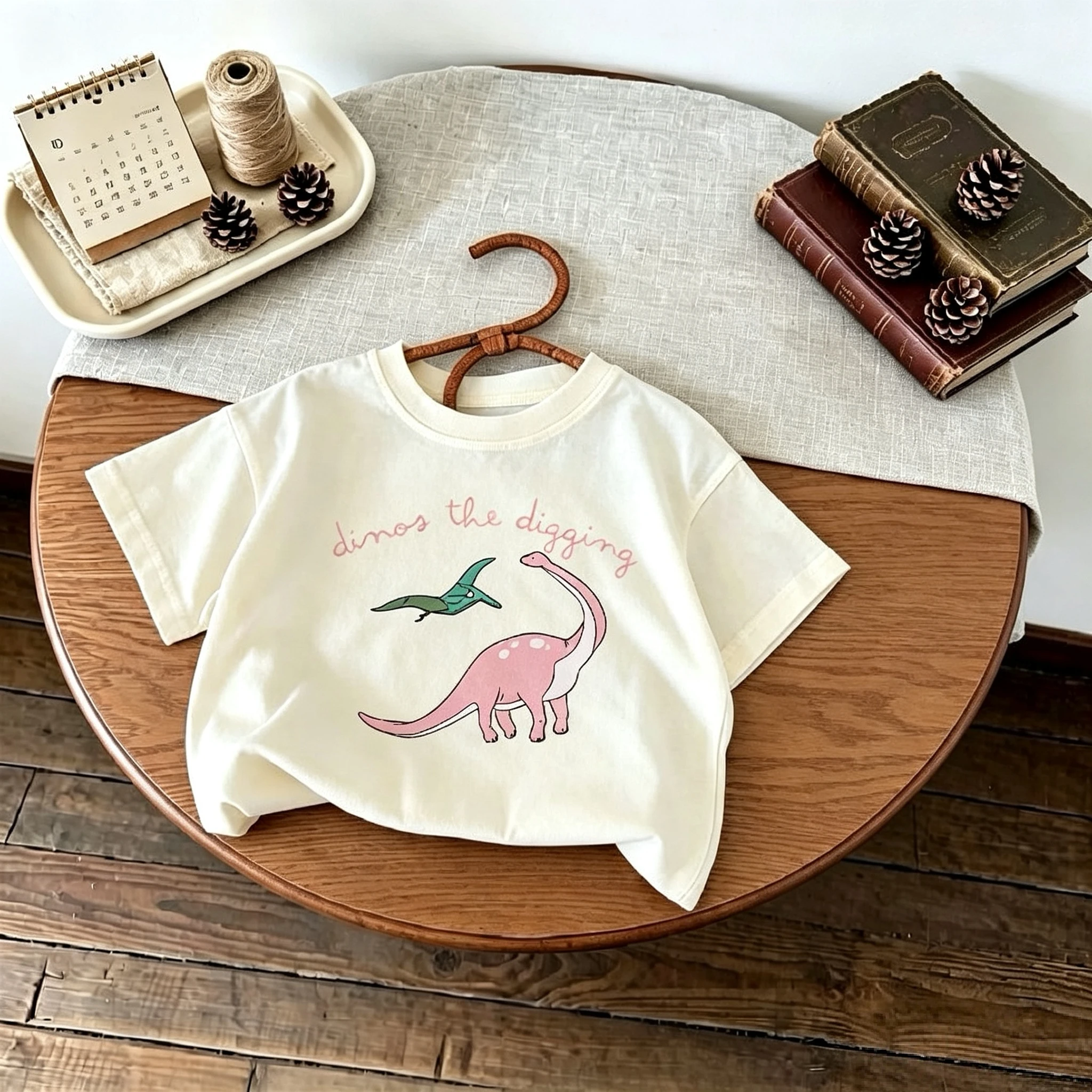 Dinosaur Pattern Girls And Boys Cartoon T-shirt Summer Clothes Simple Fashion Kids Short Sleeve Tops Tees Children's Wear Tshirt