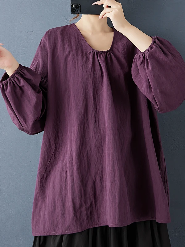 

Свободный крой круглый Ne Lantern Sve irt Женский удобный универсальный топ больших размеров из хлопкового материала Long Sve irt