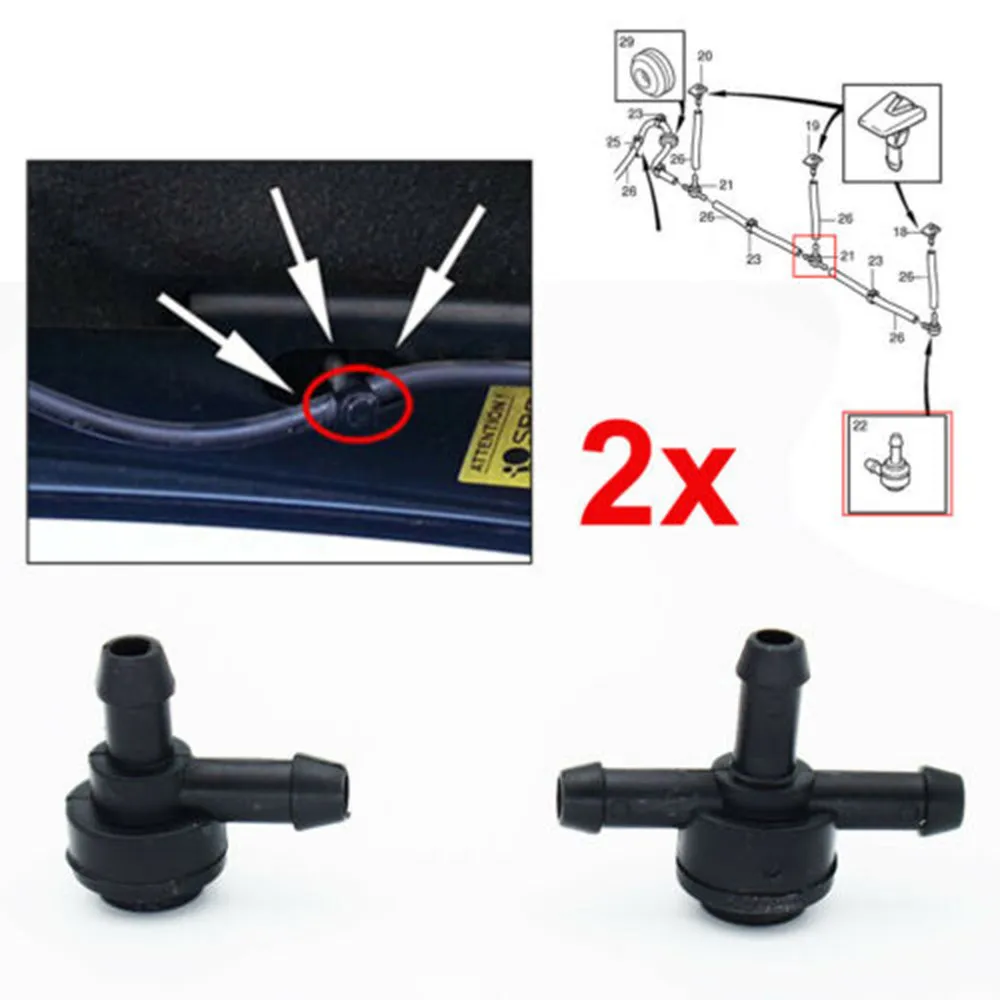 Windscreen Washer Valve for C30 C70 S40 S60 S80 V50 V70 XC60 2 Pack Black Plastic Part Numbers 9178897 & 31391513