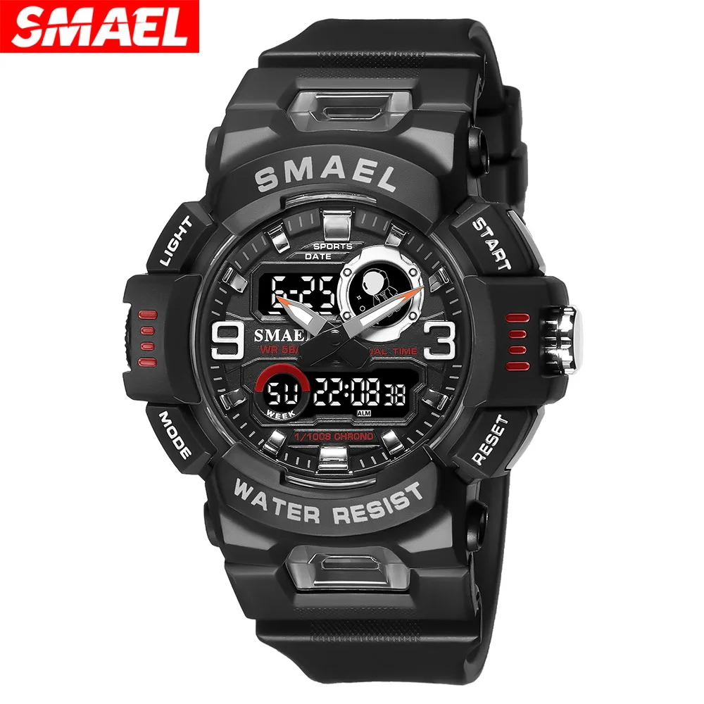 SMAEL Astronaut studentenhorloge Mannelijke en vrouwelijke student Multifunctioneel waterdicht lichtgevend horloge Sport dubbel display