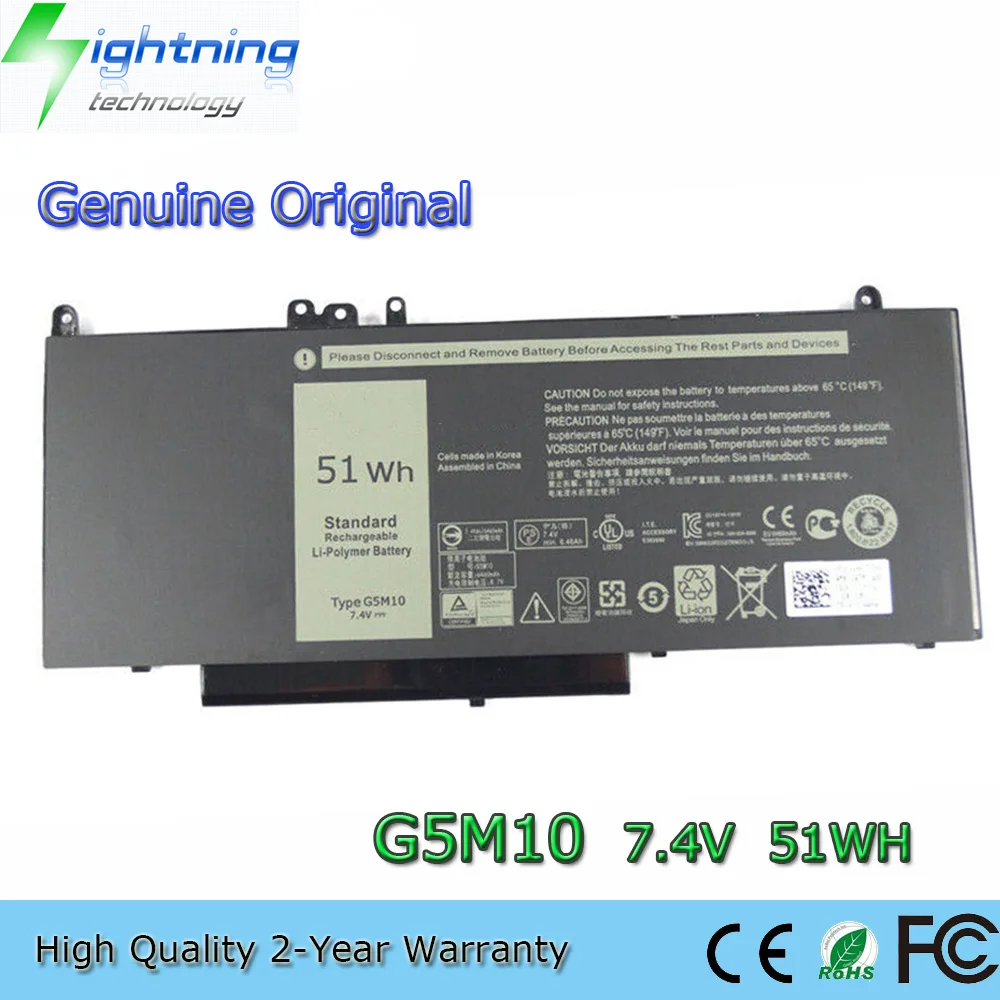 

Genuine G5M10 7.4V 51Wh Laptop Battery For Dell Latitude 3160 E5250 E5450 E5550 WYJC2 8V5GX