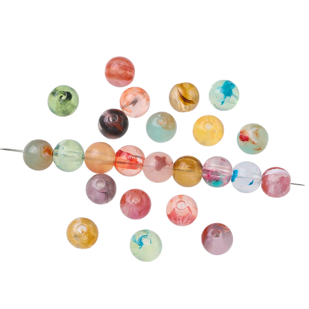 20 قطعة 8 مللي متر لون هلام نتيجة جولة الاكريليك الخرز فضفاض خزر عازل نمط لصنع المجوهرات قلادة سوار ذاتي الصنع