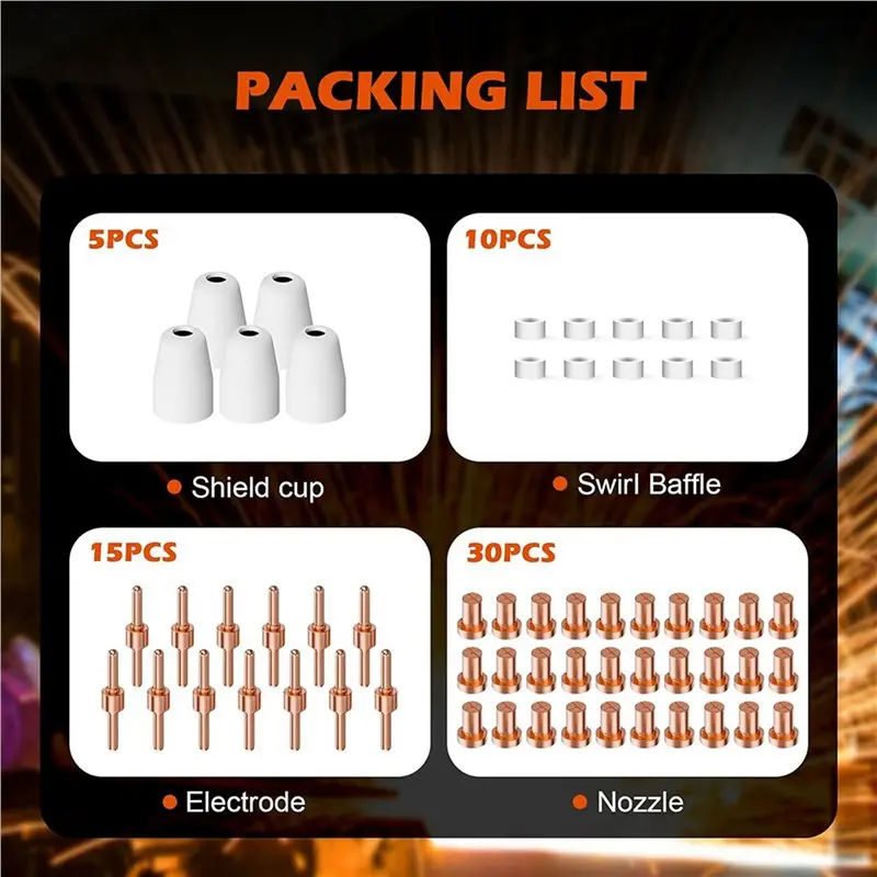 A19F-120PCS PT31 Plasma Cutter Consumables, High-Quality Cutting Performance Nozzles, Electrodes & Tips For CUT-40, CUT-50