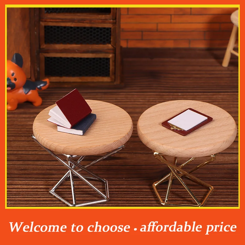 

1/12 Dollhouse Simulation Coffee Table Round Tea Table Model Doll Home Miniature Furniture Decor Micro Scene Construction Props