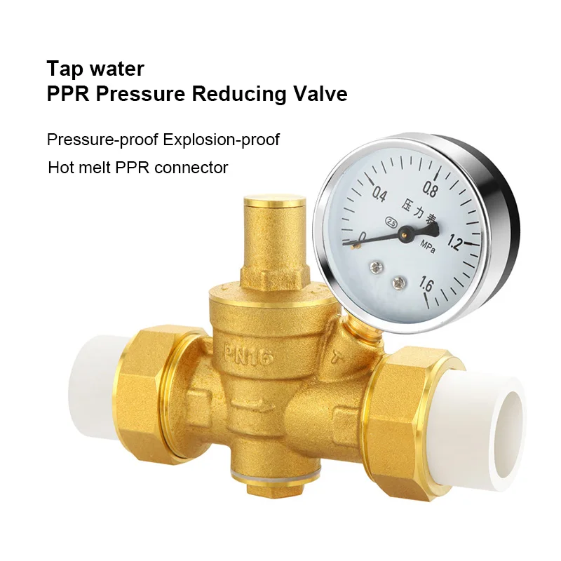 

PPR Hot Melt Pressure Reducing Valve Brass Adjustable Type Reduction Valves Water Heater Household Tap Water Pipeline Gauge