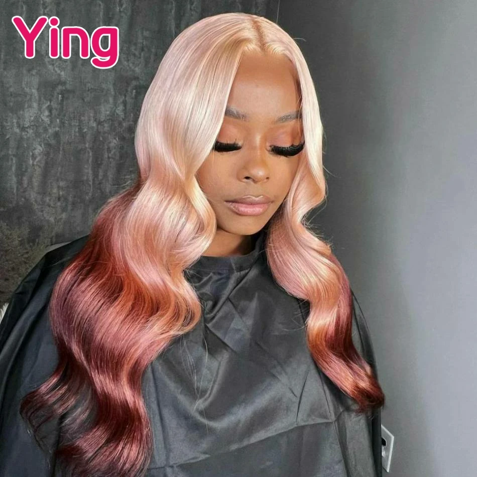 

Ying Omber Crimson 13x6 Body Wave Human Hair #613 Blonde Lace Frontal Wig 180% Brazilian Remy 13X4 Transparent Lace Front Wig