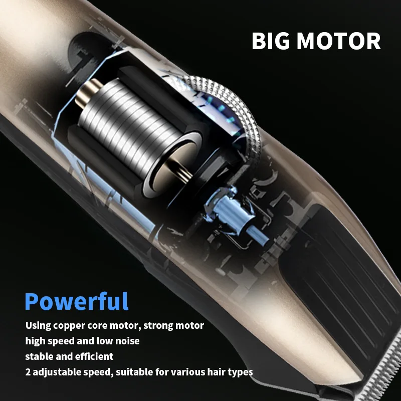 Waikil กรรไกรไฟฟ้าสำหรับช่างตัดผมชาย, กรรไกรตัดขนไฟฟ้าหัวมันที่ตัดขนชาร์จ USB ใหม่สำหรับมืออาชีพ