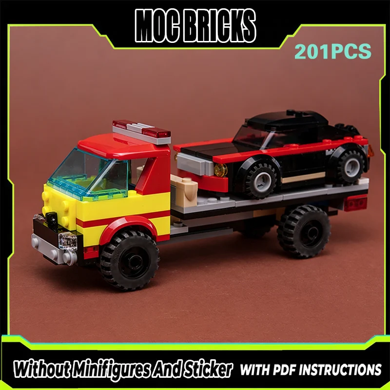 

City Car Model MOC Building Bricks Heavy-Duty Car Transporter Modular Technology Gifts Holiday Assemble Children Toys Suit