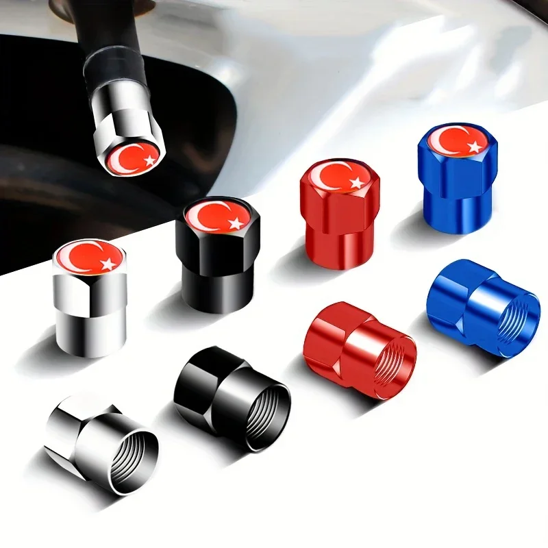 

4PCS Turkey Flag Car Wheel Tire Valve Caps Tyre Stem For Audi Mercedes Benz Volkswagen BMW KIA Porsche Toyota Ford Honda Tesla