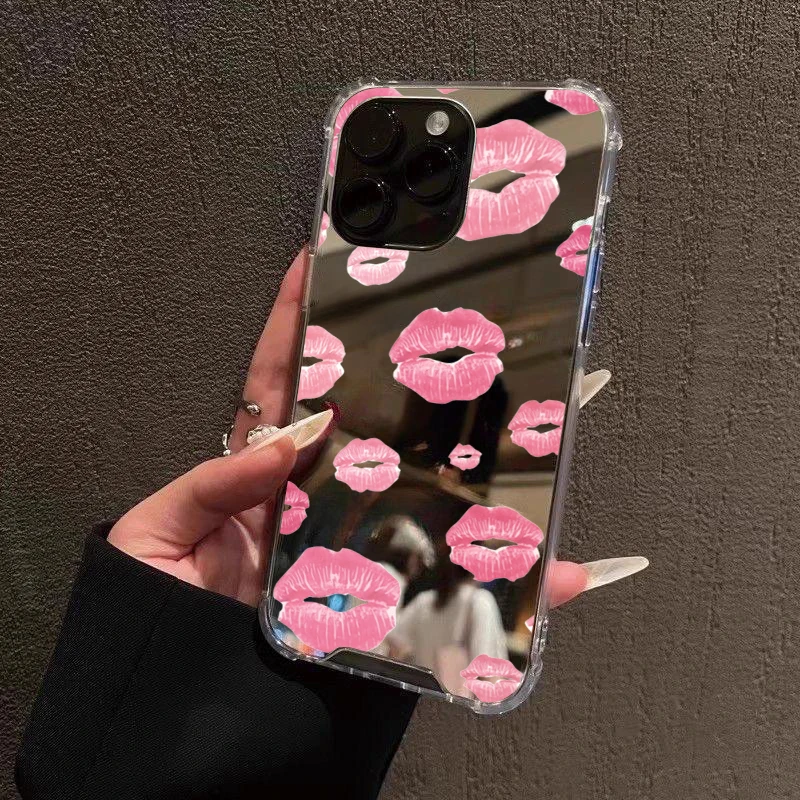 Sexy Girl Red Lips Mirror Soft Phone Case For iPhone 17 16 15 14 Pro Max 13  12 11 XS X XR 7 Plus Make Up Mirror Shockproof Cover - AliExpress 202192403