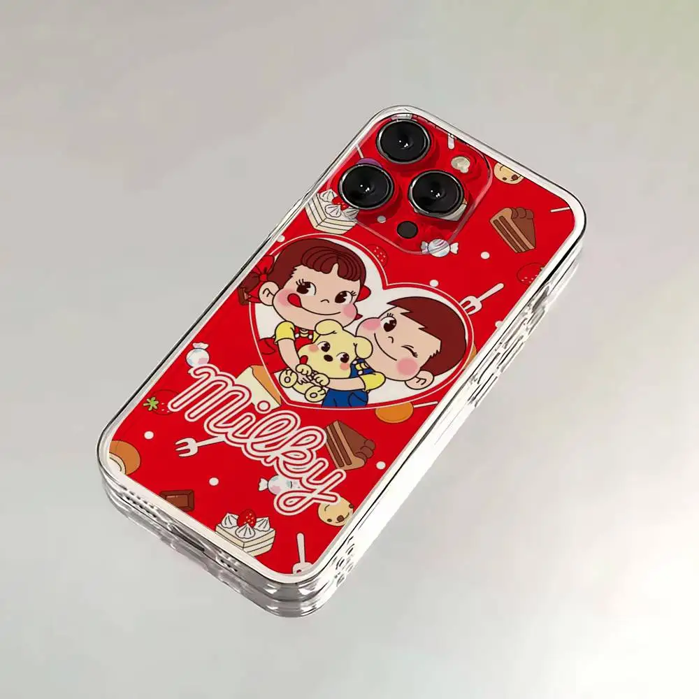 Fujiya Milky Peko-Chan Handyhülle für iPhone 6,16,15,14,13,12,11,17 Pro,Max,Plus,X,XS,XR,SE,Mini Transparente Softcover