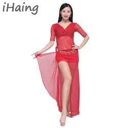 Adult elegant belly dance Top split skirt set Adult Oriental training suit bellydance performance clothes dancewear lesson wear