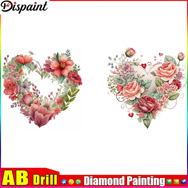 

Dispaint AB 5D Алмазная вышивка Набор для рукоделия "Сердце Цветок" Diy Алмазная картина Вышивка крестиком Украшение дома Подарок