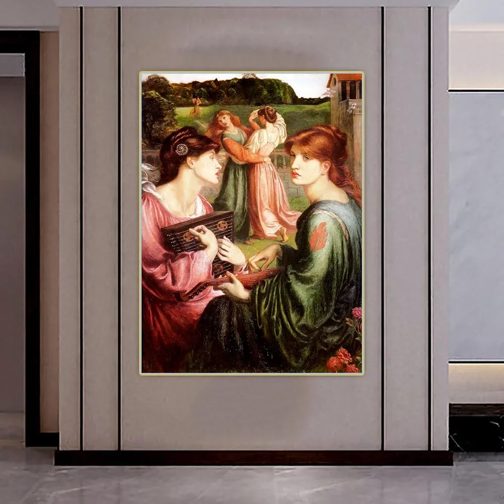 Dante Gabriel Rossetti "The Bower Meadow", pintura al óleo en lienzo, decoración estética, imagen de fondo, decoración para el hogar y la sala de estar