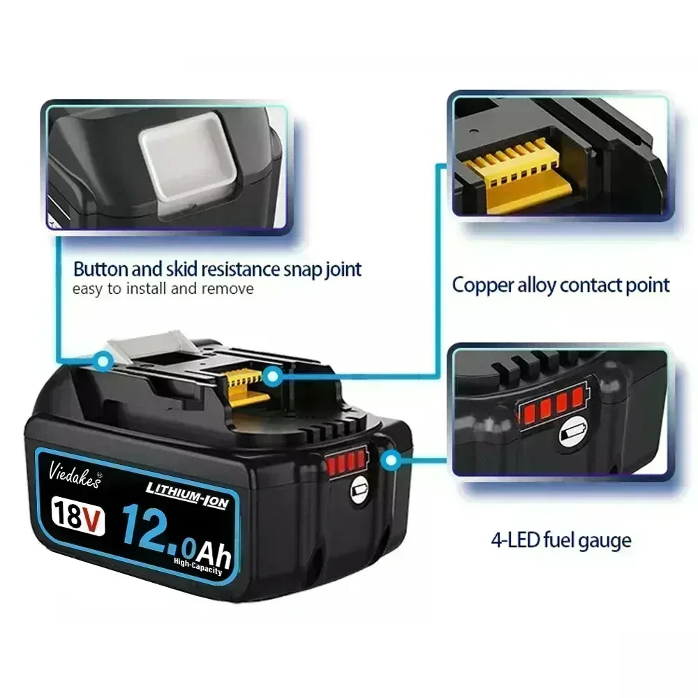 Original 12Ah for Makita 18V Battery BL1860B BL1840 BL1830B BL1850B BL1850 BL1860 BL1815 Replacement Lithium Battery