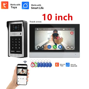 10 Polegada 1080p tela de toque tuya wifi sistema vídeo porteiro registro detecção movimento sem fio vídeo porta telefone campainha