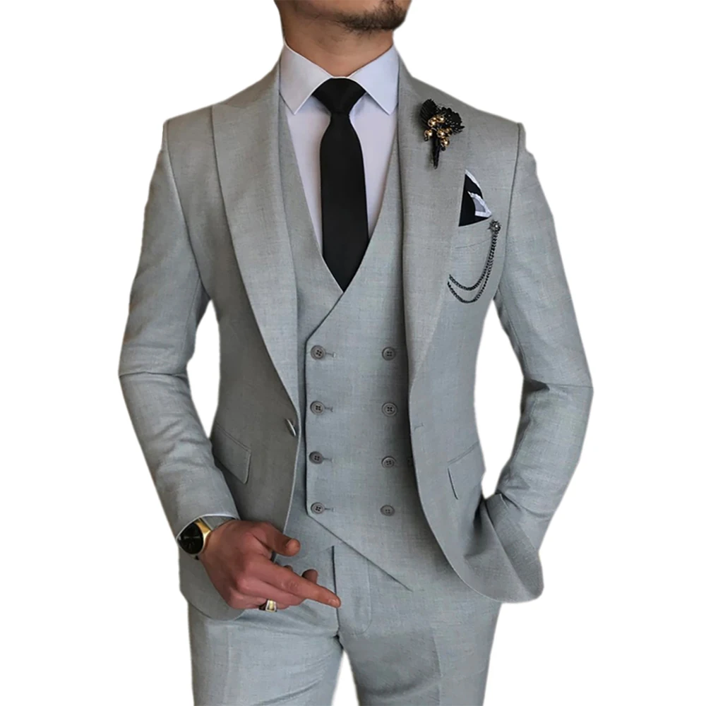 

Men's 3 Piece Wedding Dress Suits Slim Fit Lapel Tuxedos Party Leisure Formal Male Suit For Groomsman Suit (Blazer+Vest+Pants)