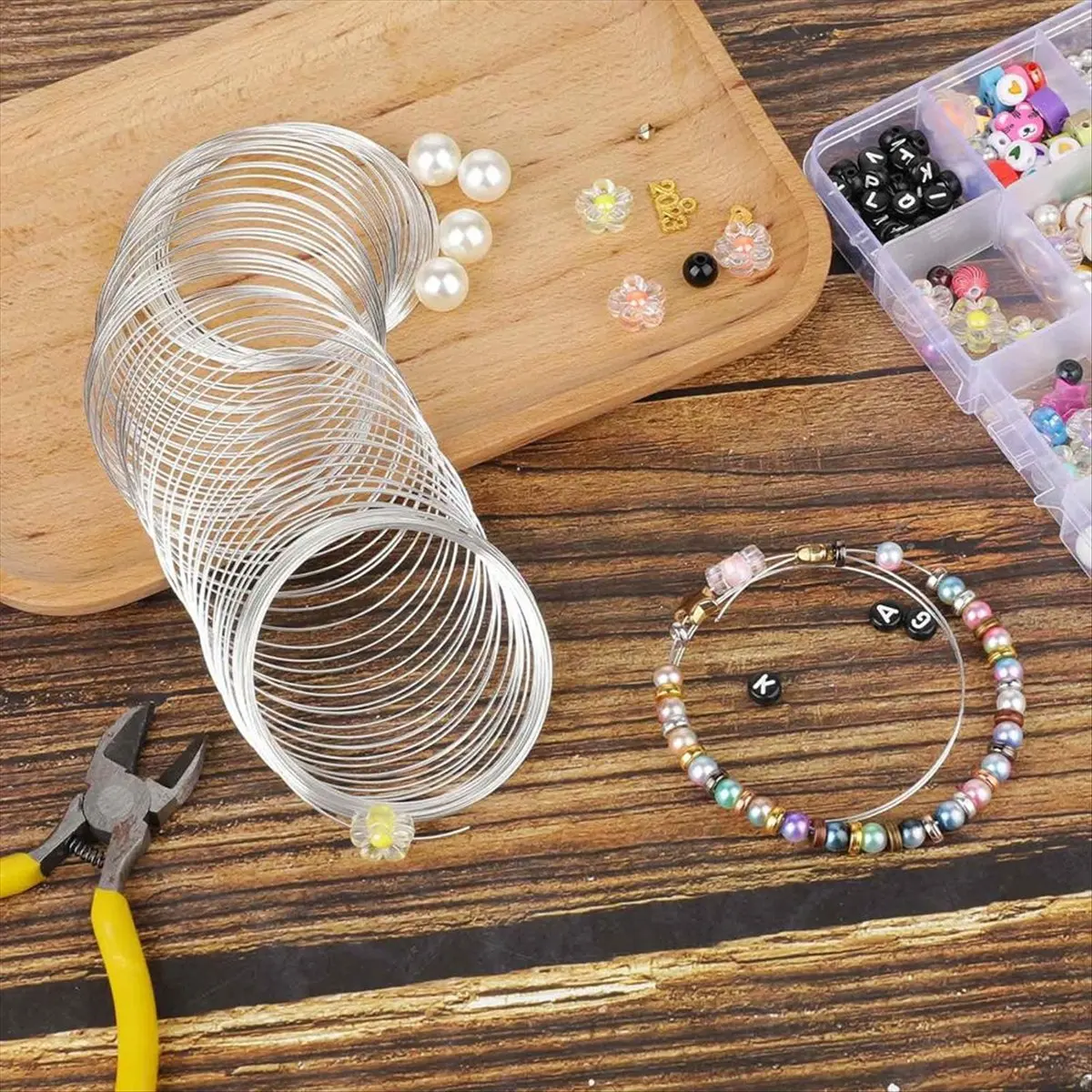 

【COUPON!】{0}300 Loop Bracelet Wire Jewelry Wire Memory Beading Wire Bracelet Wire for Beads Silver Jewelry Memory Beading Wire