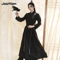 Hanfu Robes Men Traditional Chinese Style Swordsman Stage Cosplay Clothing Man Japanese Samurai Couple Ancient Folk Tang Suit