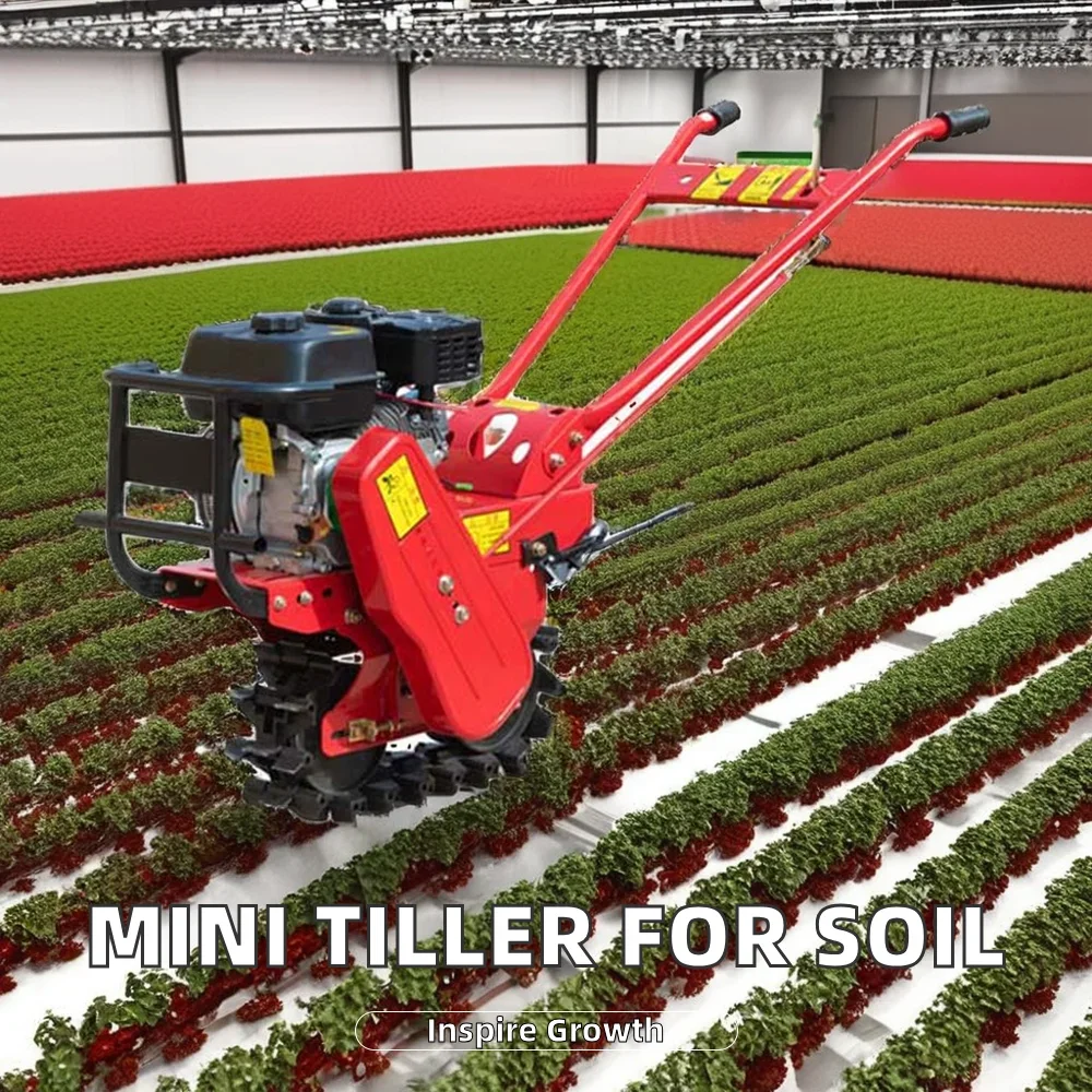 170 Gasoline Micro Cultivator Small Multifunctional Rotary Lawn Mower with Chain Track Other Agricultural Machinery Equipment