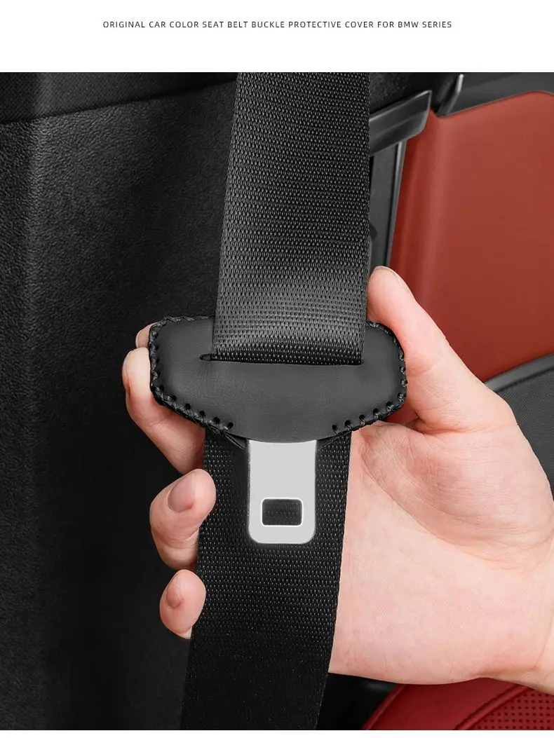 For SsangYong Actyon Turismo Rodius Rexton Korando Kyron Tivoli Car Seat Belt Buckle Clip Protector Cover Leather Accessories