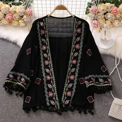 Estate delle donne Boho ricamo messicano bohémien top camicia tunica estate Cardigan estetico abbigliamento donna per la spiaggia