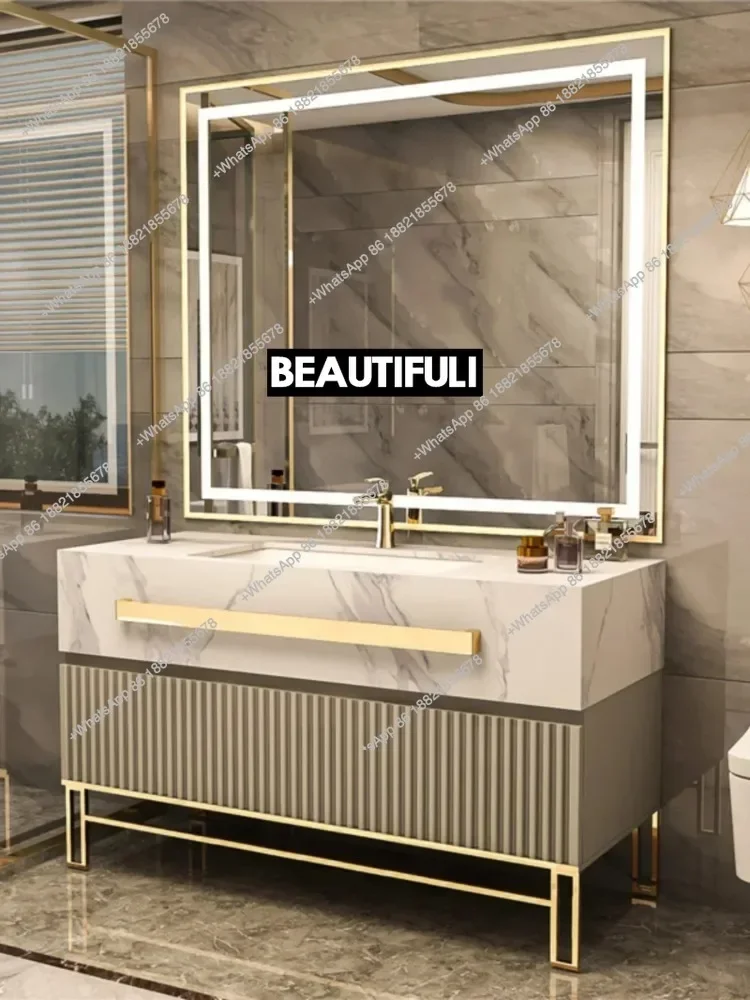 

Z136Bathroom Cabinet Integrated Combination Modern and Simple New Hotel Style Bathroom Washstand, Rock Slab Seamless Basin New