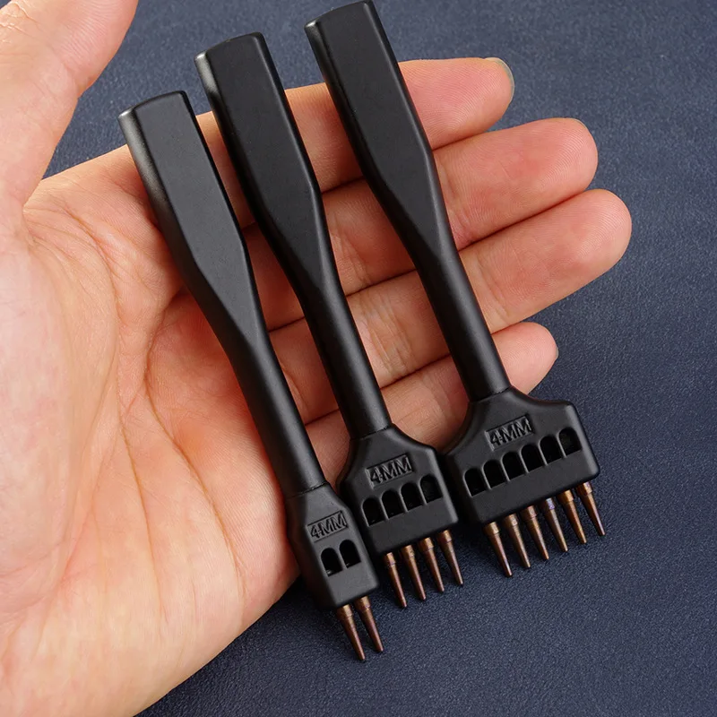4mm/5mm/6mm Leather Products Process Round Holes Row Punch Head DIY Leather Crafts Hand Stitching Hole Auxiliary Punching Tools
