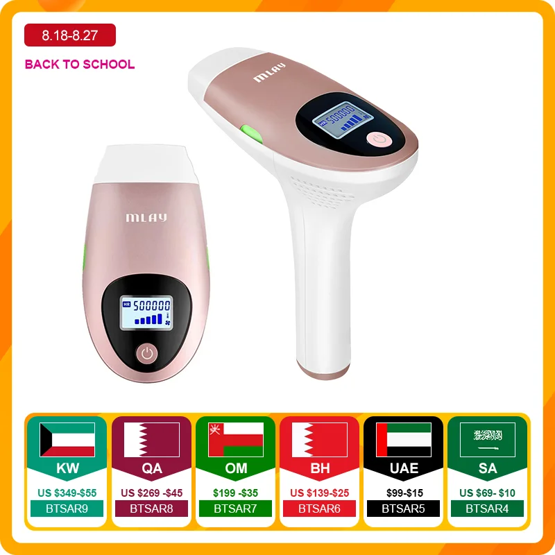 

MLAY T3 Laser Hair Removal Device IPL Laser Epilator with 500000 Shots Home Use Facail Bikinis Painless Laser Hair Removal