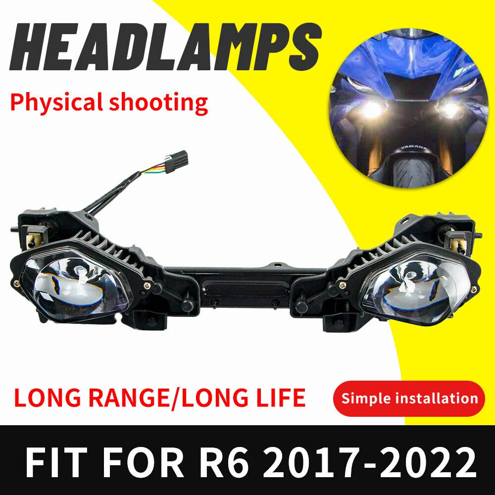 Fit For 2017 - 2023 YAMAHA YZF-R6 Motorcycle Headlight Front Headlamp Assembly YZF R6 600 2018 2019 2020 2021 22 Led Head Light