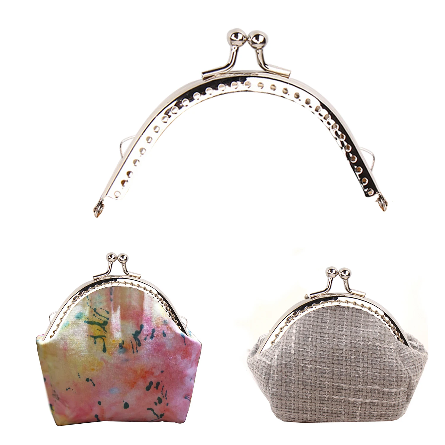 1PCS 8.5/10.5/12.5/15CM Glossy Silver Basic Semicircle Metal Purse Frame Kiss Clasp Lock DIY Bag Accessories