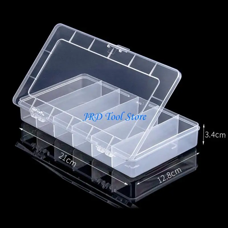 A2UD Portable 6 Grids Clear Plastic Box Storage Container Jewelry Box for Fishing Tackles Rhinestones Beads