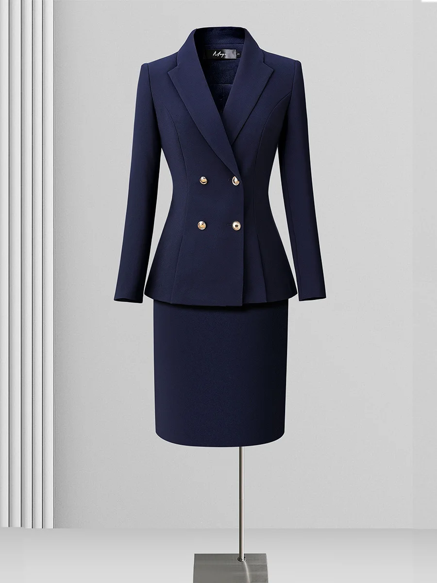 Professional Women's Suit Set Fashionable Formal Workwear Spring Autumn Stylish Commute Hotel Front Desk Jewelry Store Uniform