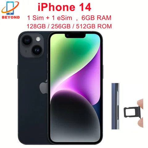 iPhone 14 International Version 1SIM+1eSIM 128/256GB ROM 6GB RAM 6.1" Genuine Super Retina OLED Face ID NFC A15 5G 98% New