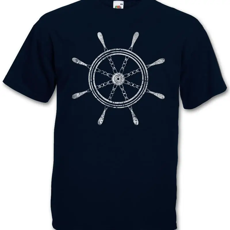 OLDSCHOOL NAUTICAL WHEEL I T shirt Tattoo Boat Ship Sailing Anchor Star Sailor