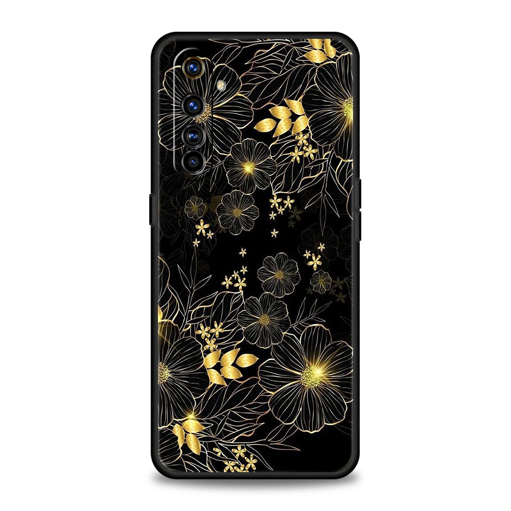 Gold Foil Art Phone Case for Oppo A17 A12 A57 A74 A16 Find X5 X6 A52 A53 A54 A15 Reno 6 Z 7 Pro A9 2020 5G Silicone Shell Capas