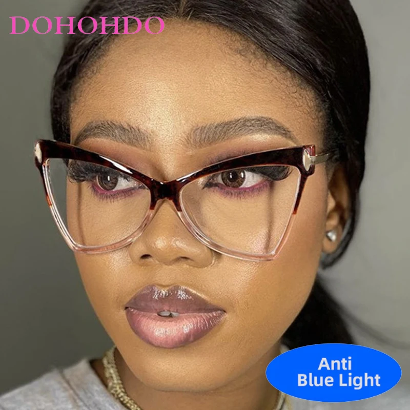 

Luxury Trendy Brand Designer Cat Eye TR90 Blue Light Optical Glasses Men Women Computer Classic Glasses For Office Work Lentes