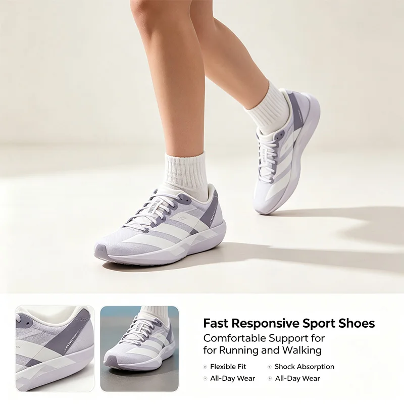 Adidas ADIZERO ADIOS 9 GW8336 Purple White Running Shoes Lightweight Breathable Sneakers Non-Slip Sole Comfortable Sport Shoes