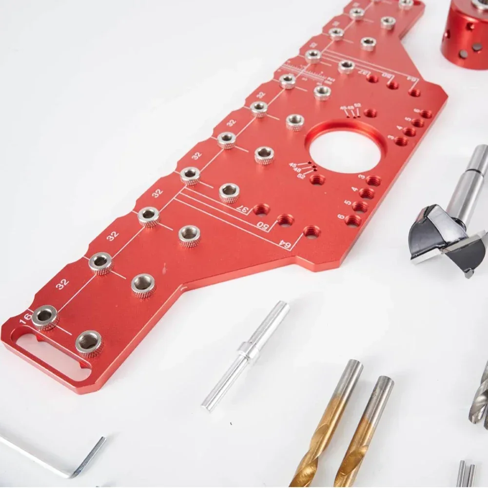 1PC Adjustable Shelf Pin Drilling Jig Aluminum Alloy Guide Template For Precise Cabinet Door Hinge And Drawer Front Punching